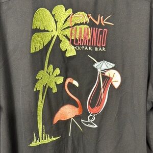 Caribbean Pink Flamingo Embroidered Shirt‎